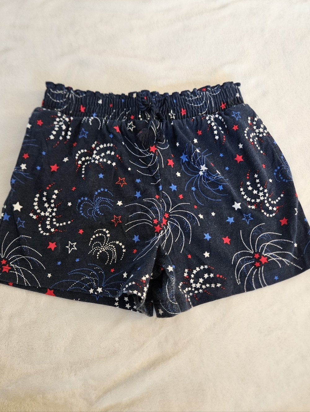 Patriotic Girls Shorts | L | 10- 12 | Red White & Blue Fireworks | Wonder Nation